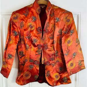 Silk handmade jacket Made in Hong Kong 15” p2p 12” waist Vintage